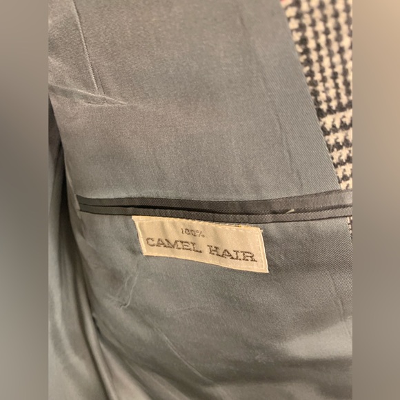 Camel Hair Blazer in Plaid with Red - Picture 4 of 4